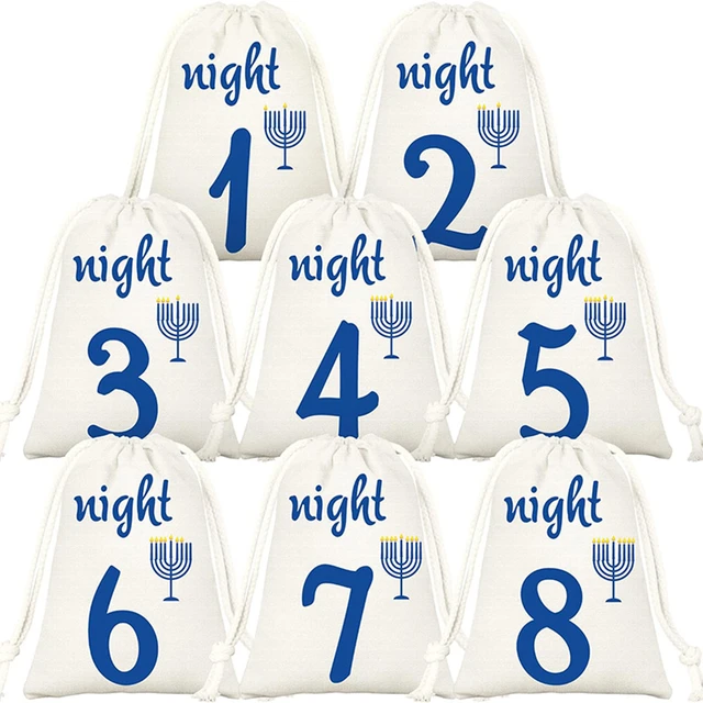 Menorah 8 Nights of Hanukkah Countdown Calendar Bags Happy Chanukah  Fireplace Mantle decoration Jewish Holiday kid boy girl gift - AliExpress