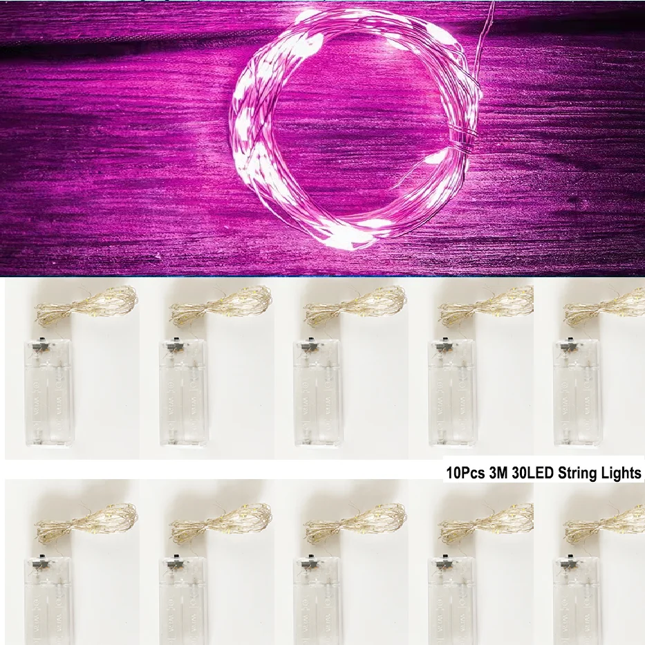 thumbnail image 1 of 10 piezas de luces LED de cadena para árbol de Navidad, globos Bobo transparentes y brillantes, luces de hadas para el hogar, decoraciones para fiestas de cumpleaños y bodas, 1 of 5