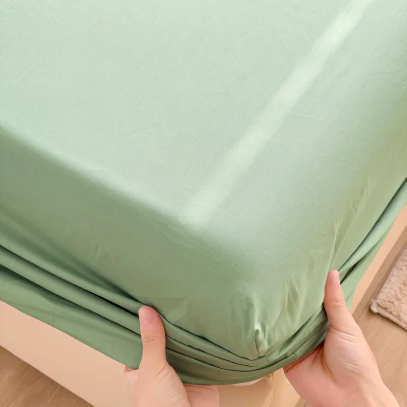 100% Cotton Soft Fitted Sheets with Elastic Bands and Pillowcase Non Slip Adjustable Mattress Cover for Single Double King Queen 3