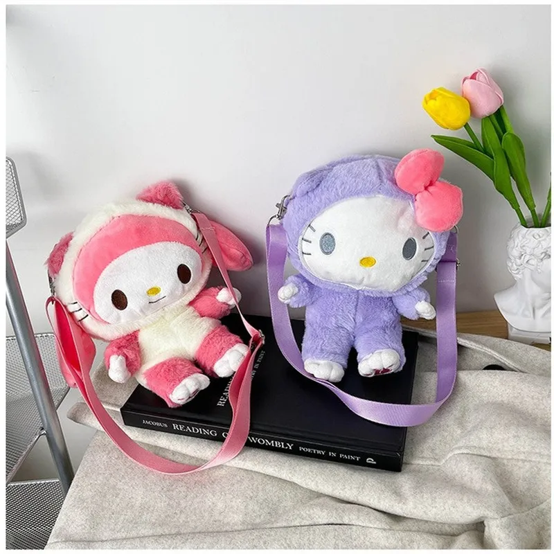 

Kawaii Sanrioed Anime Cartoon series mymelody Plush Tote Women Handbags Shoulder Bags Fashion Female Messenger Bags Xmas Gift