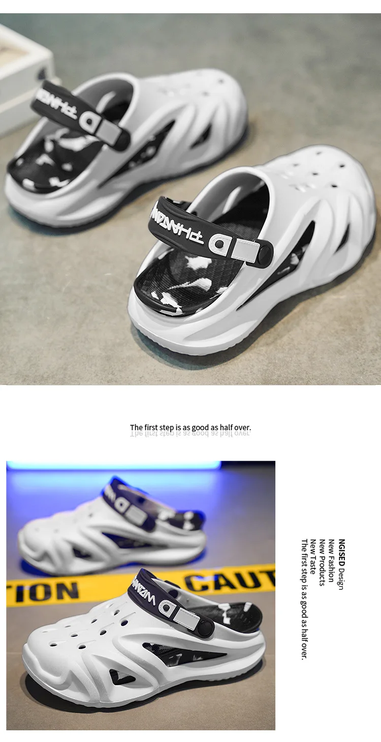 جديد 2025 قباقيب رجالية صنادل صيفية شباشب رياضية شخصية مانعة للانزلاق للشاطئ سميكة القاع نمط جديد أحذية رجالية