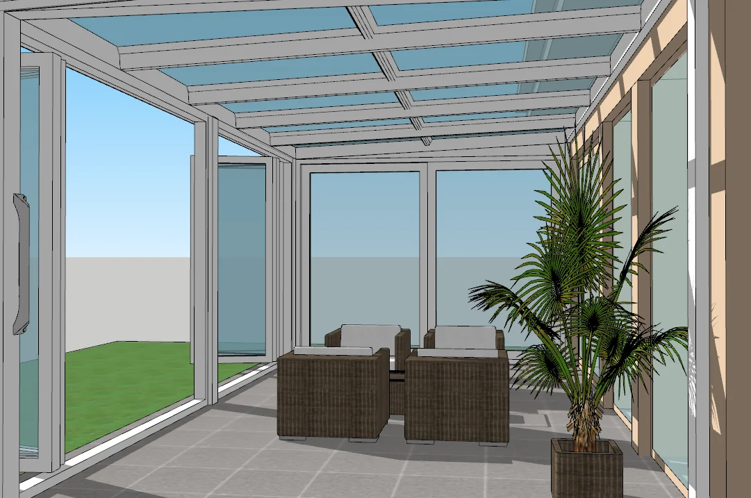 Prefabricated 4 Season Free Standing Veranda Aluminium Glass Conservatory