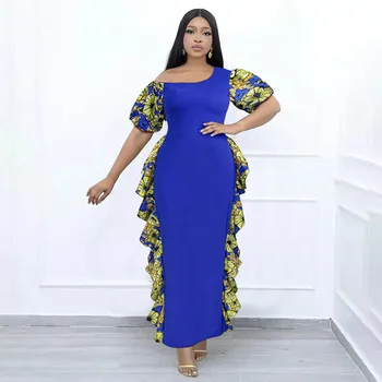 Bisi Off Shoulder Puff Sleeve Ankara Dress