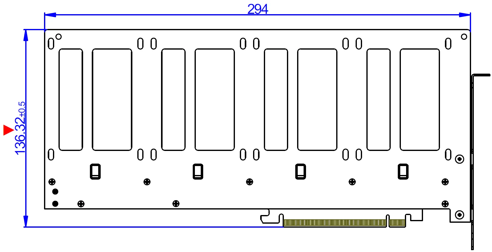 PCI-E 5.0 X16 To 4-Port U.2/E1.S/E3.S Hard Drive Split Adapter