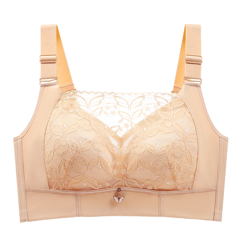 

Women's Full Coverage Wirefree Plus Size Bra Non Padded Lace Bra Lace Bras for Women Perspective Full Cup Solid Lace V Brassiere