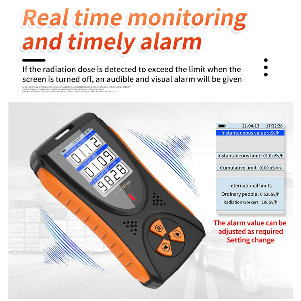 Nuclear Wastewater Geiger counter Nuclear Radiation Detector X-ray Beta Gamma Detector Geiger Counter Dosimeter Lithium battery