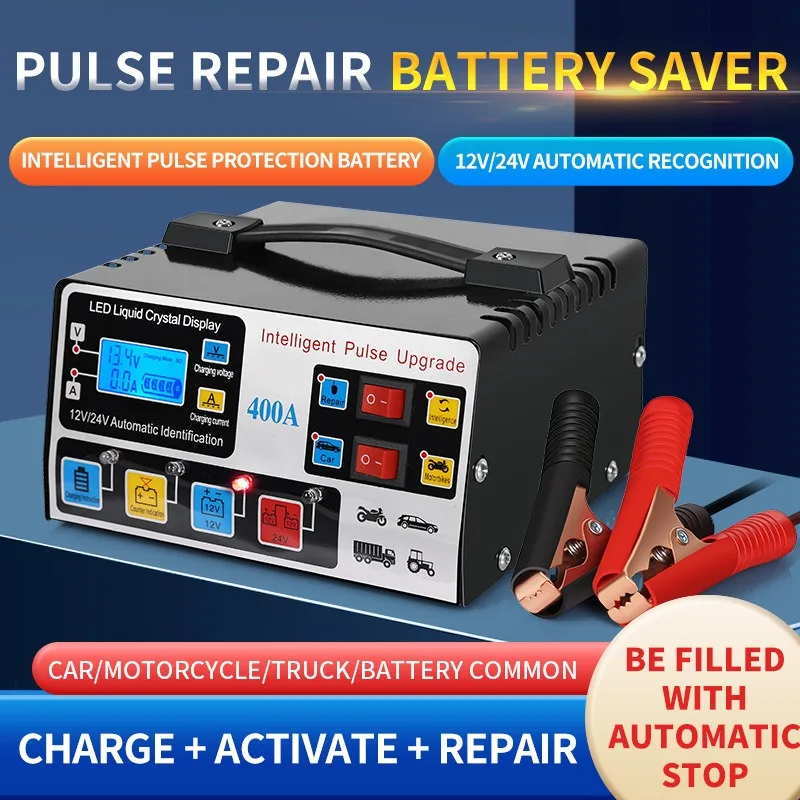 Battery Tender Plus Automatic Car Battery Charger 12V/24V 220W EU Plug Pulse Repair Intelligent LCD Display battery charger
