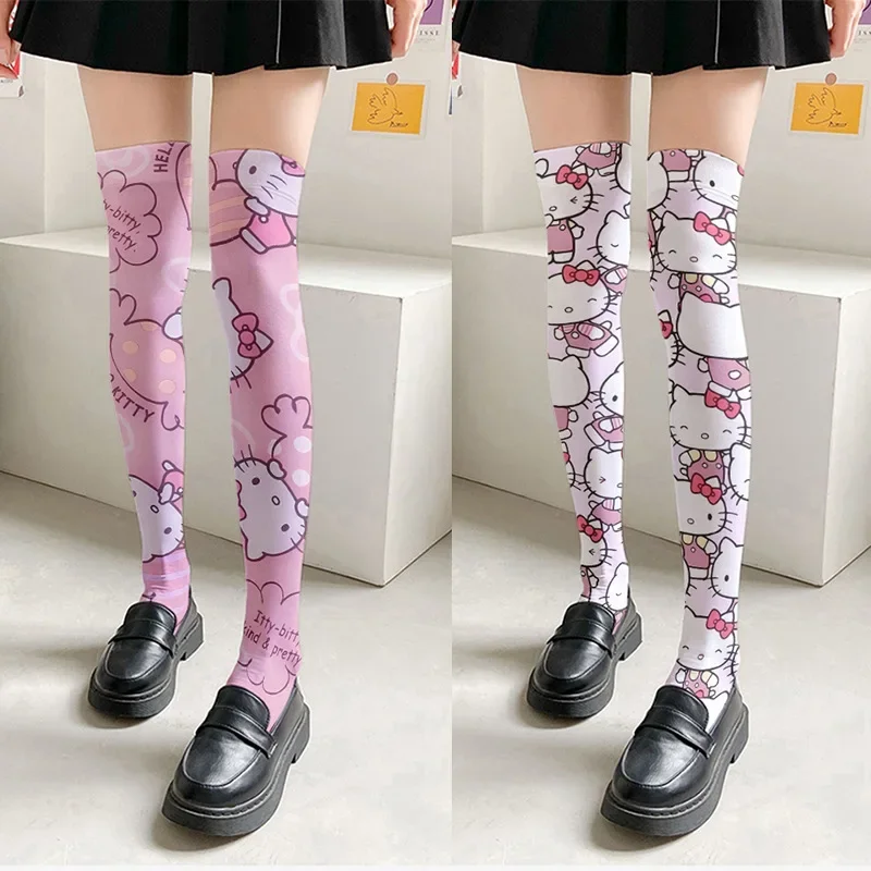 

Sanrio Hello Kitty Girl Stockings Kawaii Summer Thin Anti-Odor Long Socks Cosplay Cute Cartoon Korean New Outdoor Clothing Gifts