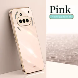 Nothing Phone 3A Shockproof Plating Silicone TPU Bumper Back Cover - With Ring Holder (Pink)