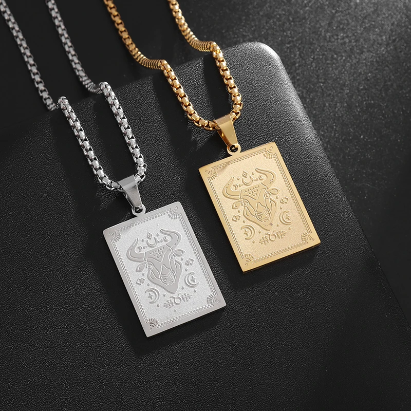 

Exquisite Stainless Steel 12 Constellations Taurus Pendant Necklace for Men and Women Popular Jewelry Gifts