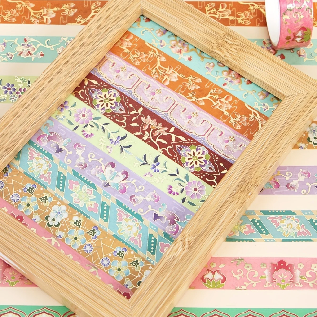 12pcs 꽃 꽃무늬 와시 테이프 세트 레트로 황금 호일 장식 스티커 꽃 패턴 마스킹 테이프 접착 스티커 A3338