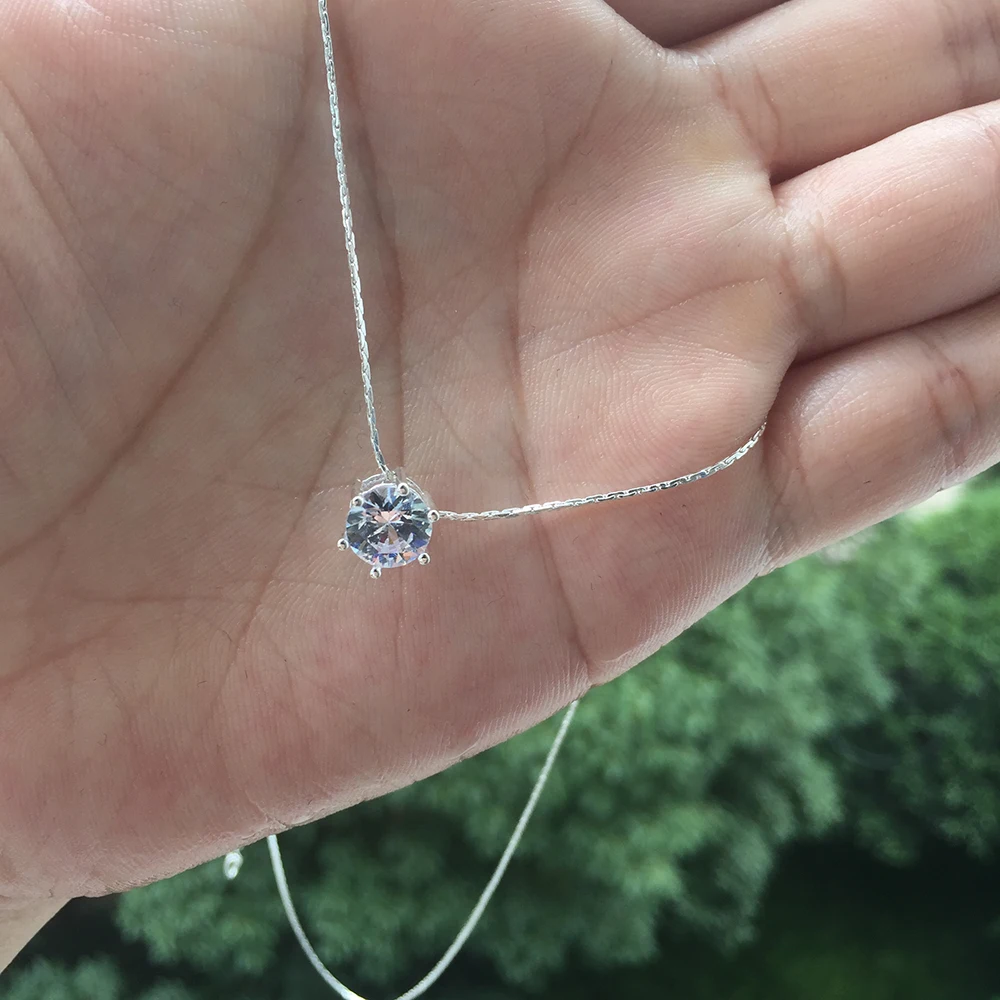 Simple Trendy Crystal Zircon Rhinestone Pendant Necklace for Women Charm White Chain Necklack Jewelry Wholesale 2