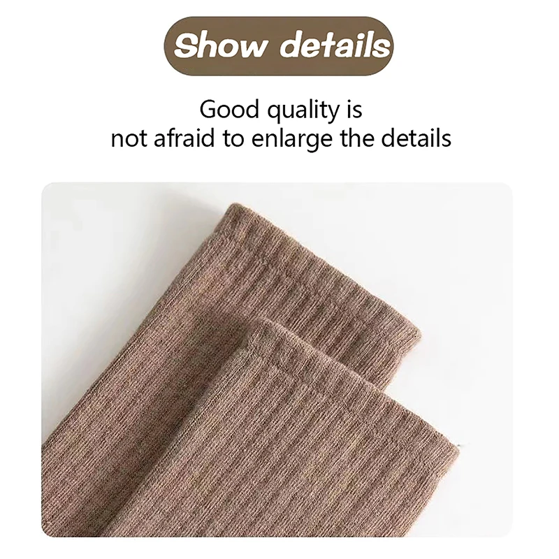 Outdoor Sports Socks Pile Up Socks Solid Color Women Fashion Khaki Brown White Kawaii Cotton For Girls Korea women hiking socks