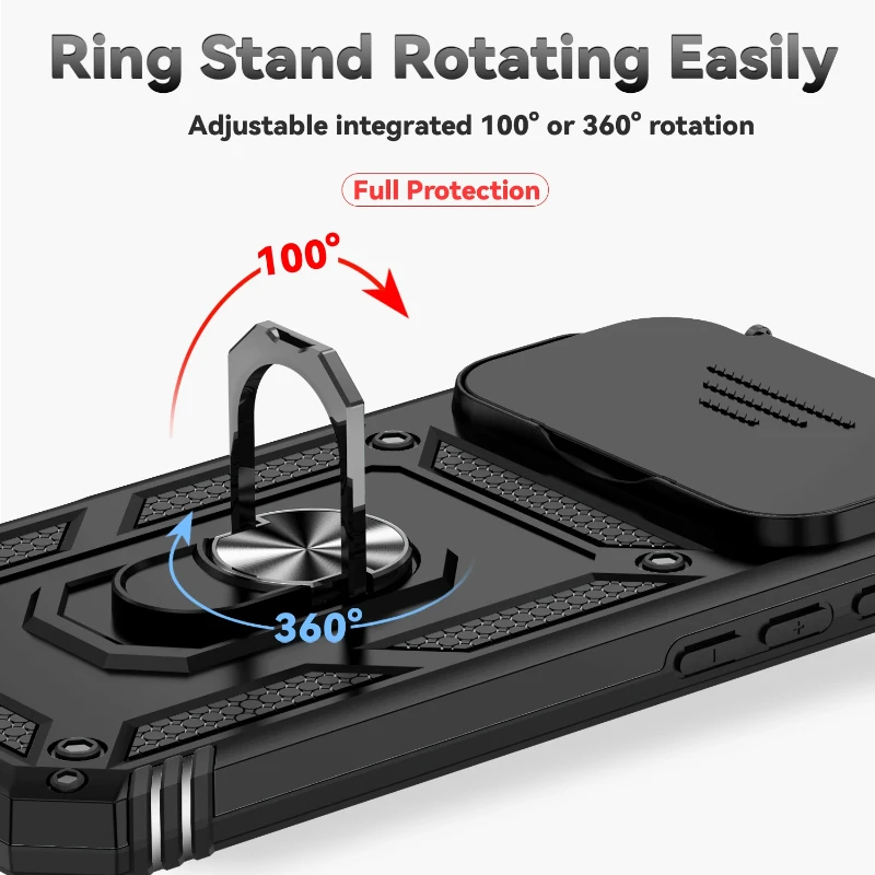 Shockproof Armor Phone Case with Slide Camera Protection and Enhanced Durability