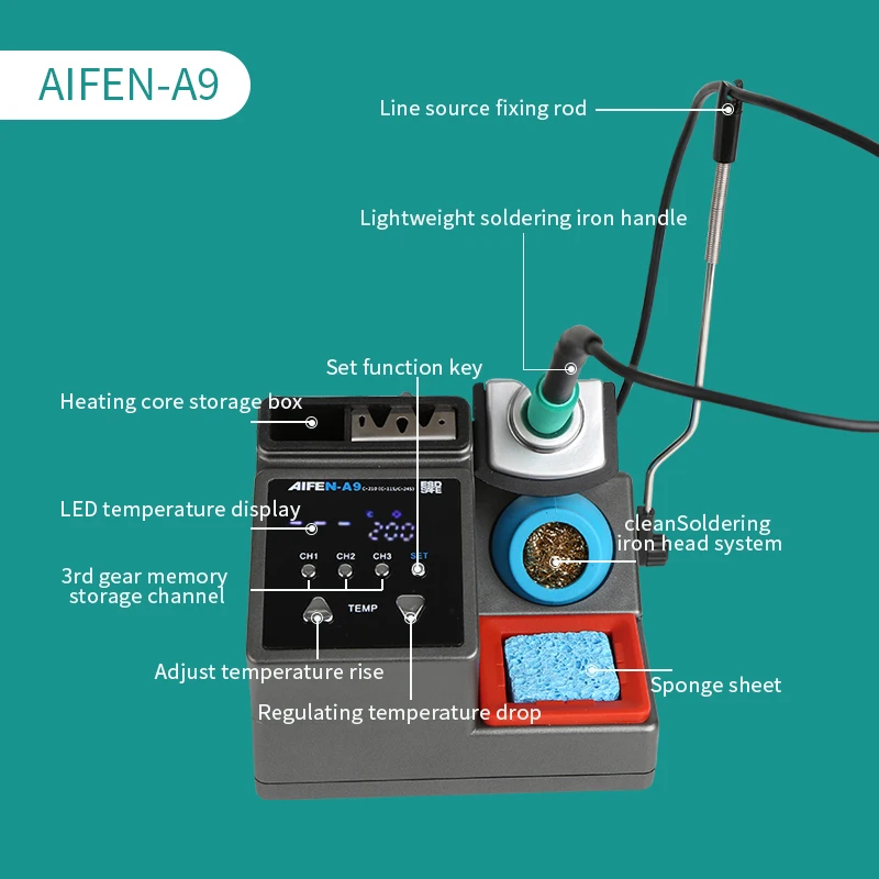 Soldering Station Compatible Soldering Iron Tips C210 C245 C115 Handle Rework Station AIFEN A9 Electronic Tool
