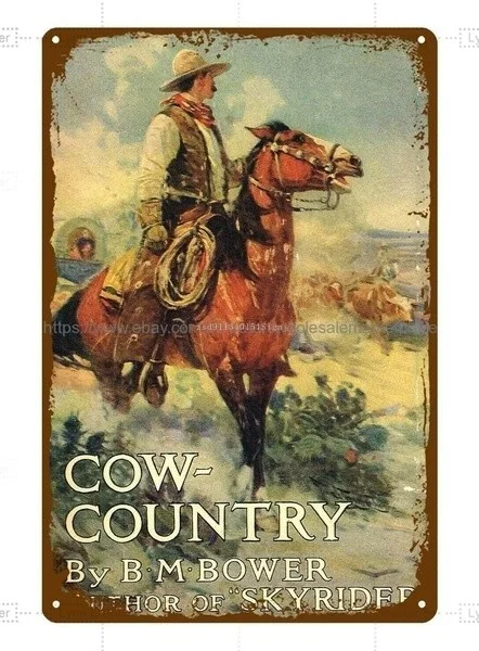 

Metal sign wall sign wall decorative plaque art collection Cow Country BOOK cover 1921 cowboy horseba metal tin sign
