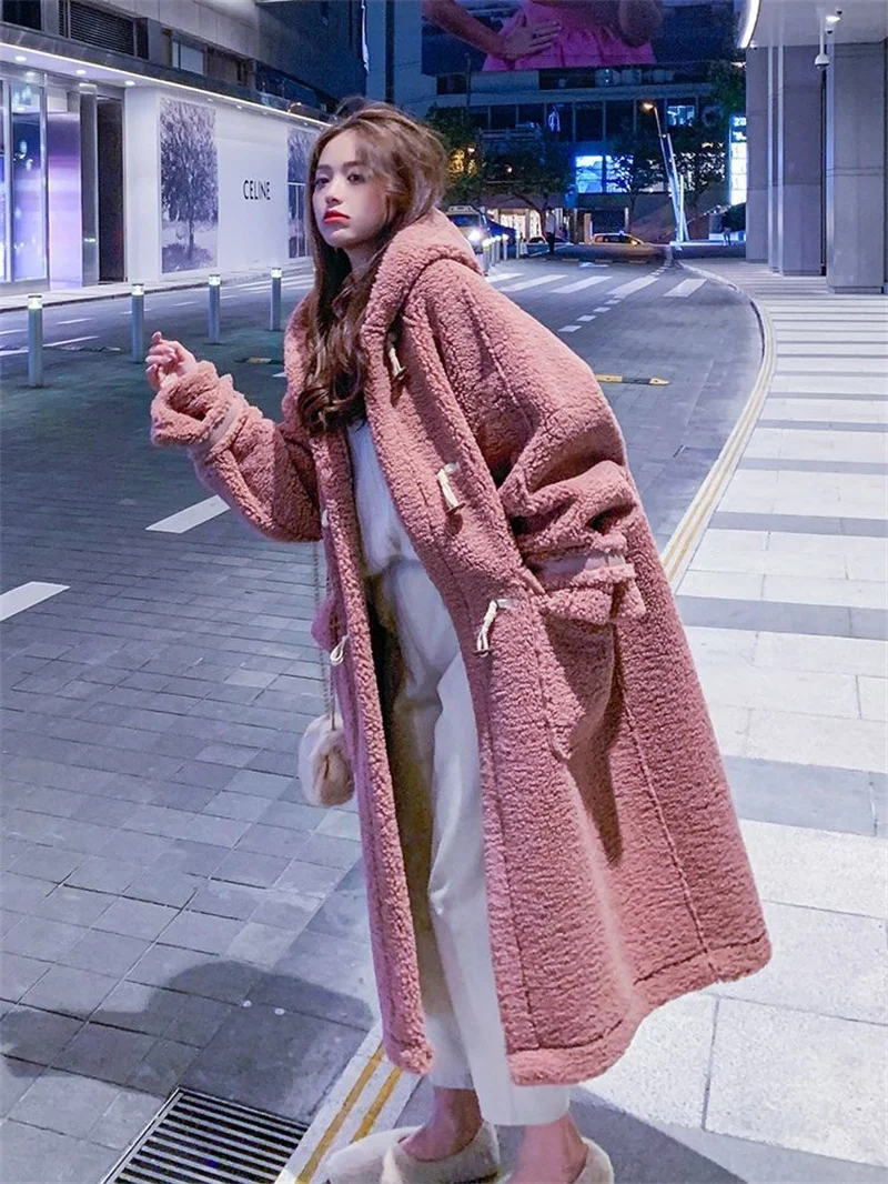 Fat MM Extra Large 300 catties Plush Thickened Lamb Fleece Coat Women's Mid length Autumn/Winter Versatile Loose Coat Trend