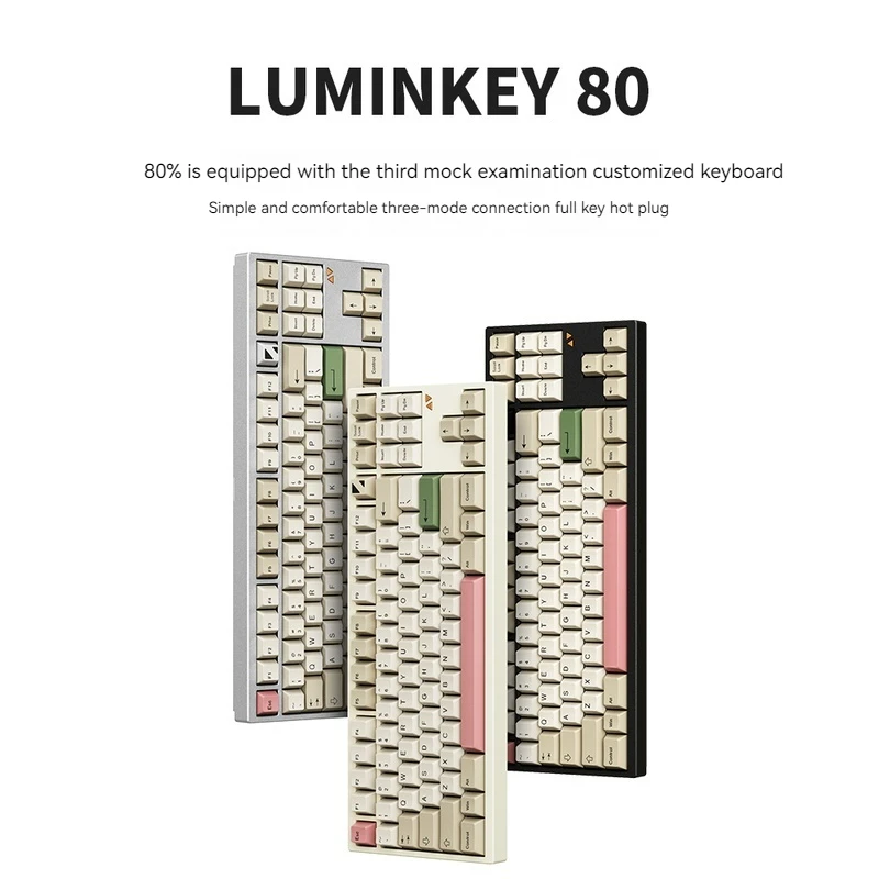 

Механическая клавиатура Luminkey80, беспроводная 2,4 Bluetooth клавиатура с тремя режимами, 87 клавиш, полностью алюминиевый корпус, Игровая клавиатура на заказ