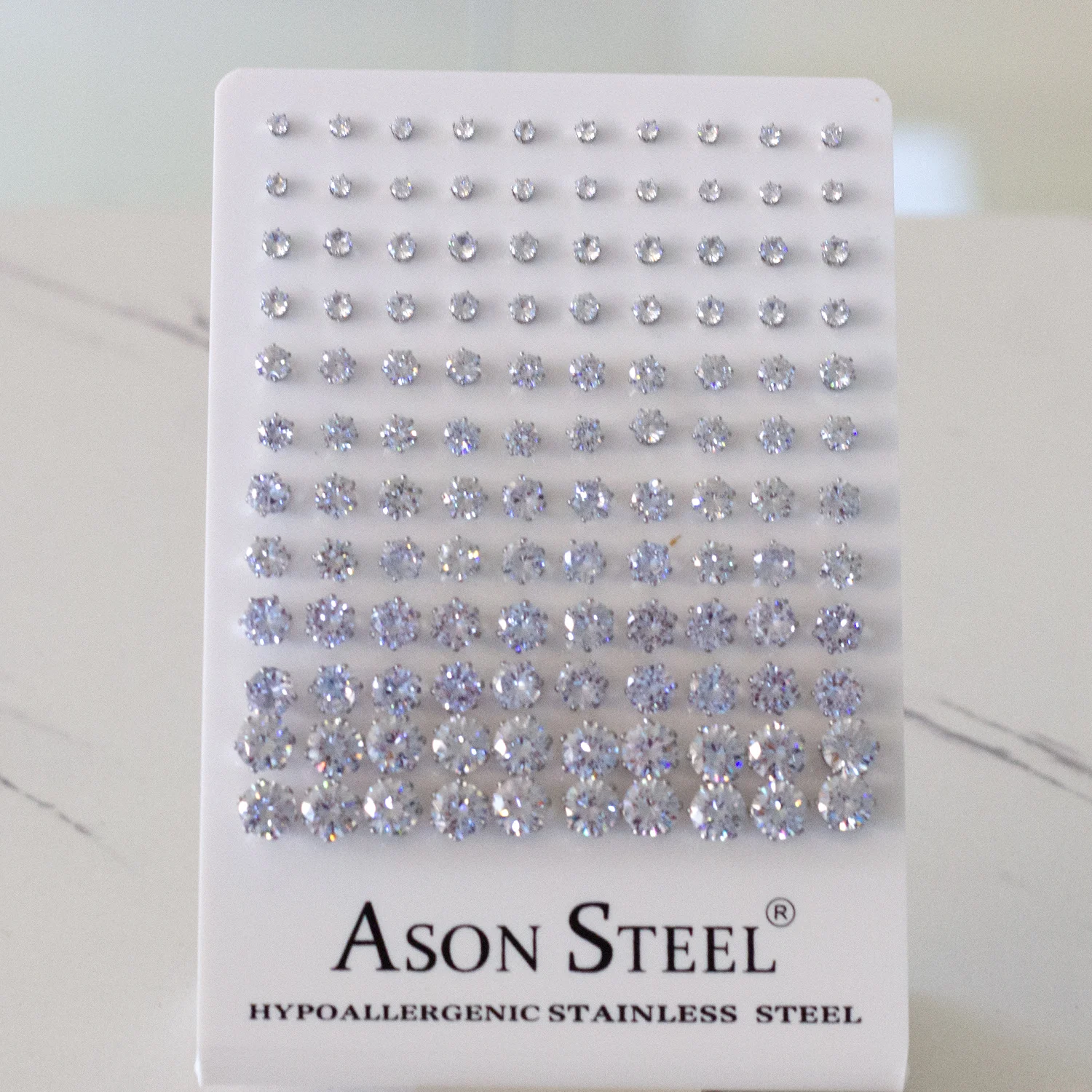 60Pairs/Lot Stainless Steel 3-8MM Clear Round Crystal Zircon Stud Earrings 4/6 Prong Tragus Cartilage Piercing Jewelry Wholesale