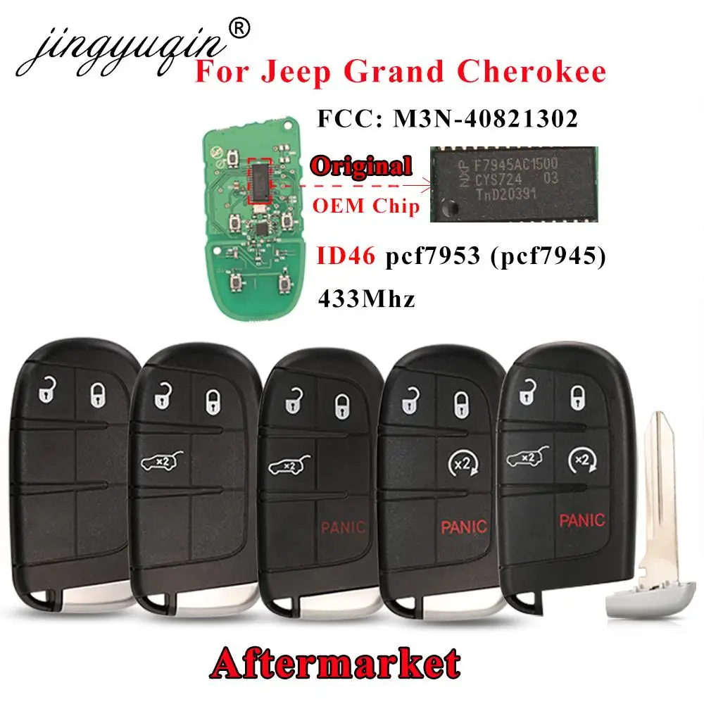 체로키 악세사리 Jingyuqin 2/3/4/5 버튼 스마트 리모트 키 M3N40821302 Fob 433MHz For Jeep Grand Cherokee 2013-2020 ID46 pcf7945 7953 자동차 열쇠 고리 체로키 악세사리 Jingyuqin 2/3/4/5 버튼 스마트 리모트 키 M3N40821302 Fob 433MHz For Jeep Grand Cherokee 2013-2020 ID46 pcf7945 7953 자동차 열쇠 고리