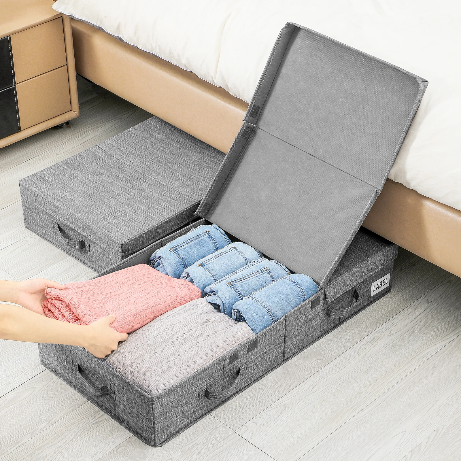 

Underbed Storage Containers Bin with Lids Large Under Bed Storage Organizer Box with Handle Foldable Sturdy Storage Bags