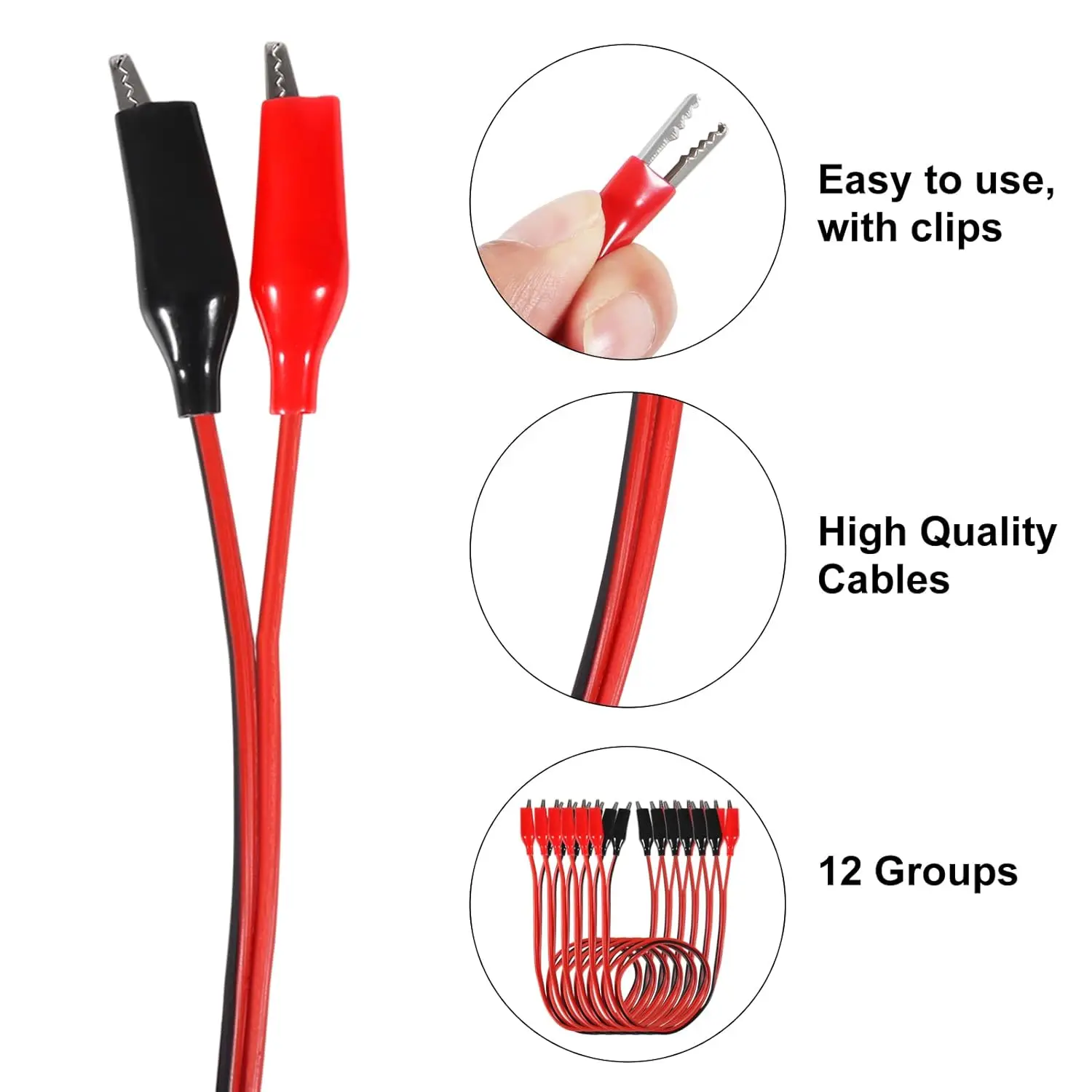 Alligator Cilp to Banana Plug Test Cable Lead Connector Dual Tester Probe Crocodile Clip for Multimeter Measure Tool 1M