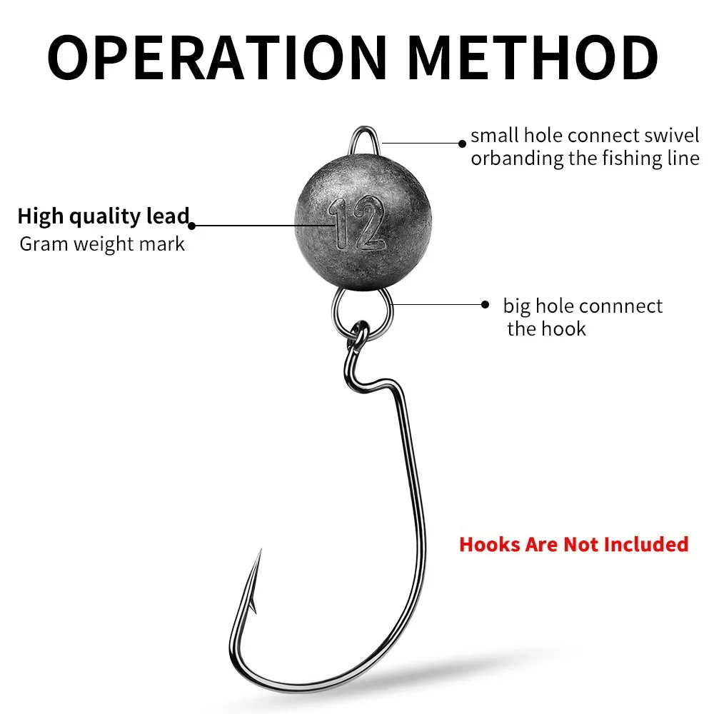 Premium Leaded Jig Head Fishing Weights - Round Sinkers