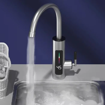 3000W 220V Electric Kitchen Water Heater Tap Stainless Steel LED Digital Instant Hot Water Faucet Heater Cold Heating Faucet 1