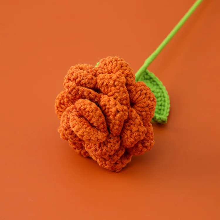 Elegant Rose Knitted Flower Bouquet - Handcrafted Crochet Floral Decor for Weddings and Home Parties