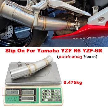 Slip On For Yamaha YZF R6 YZF-6R 2006 - 2023 Motorcycle Exhaust Escape Modify Middle Link Pipe Carbon Fiber Muffler Tube 60mm