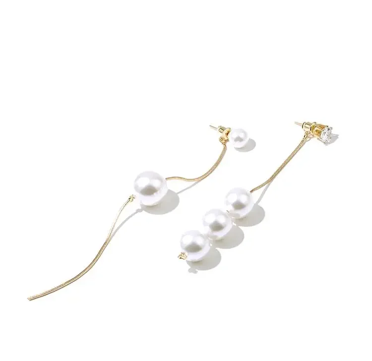 Long Imitation Pearl Earrings For Women 2024 Asymmetrical Tassel  Fashion Earring Jewelry Party Wedding Gifts