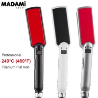 MCH Titanium Flat Iron 480F High Temperature 2 IN 1 Hair Straightener Curler Professional Wide Plates Keratin Treament Irons 1