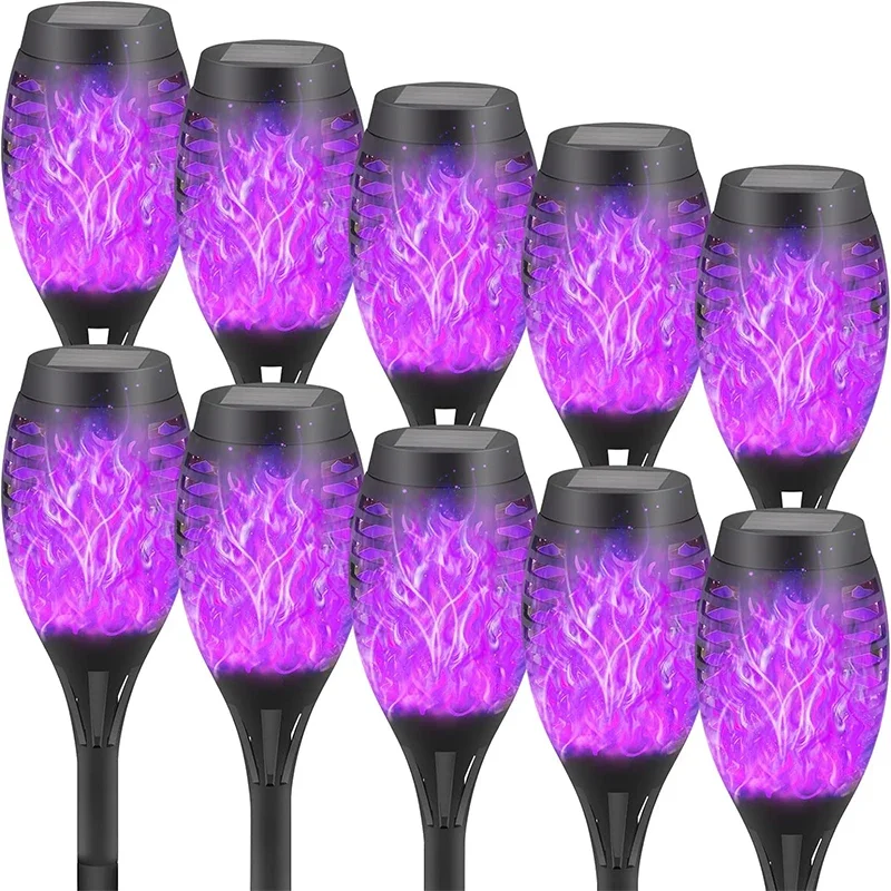 1/2/4/6/8/10Pcs Solar Flame Torch Lights Flickering Light Waterproof Garden Decoration Outdoor Lawn Path Yard Patio Floor Lamps