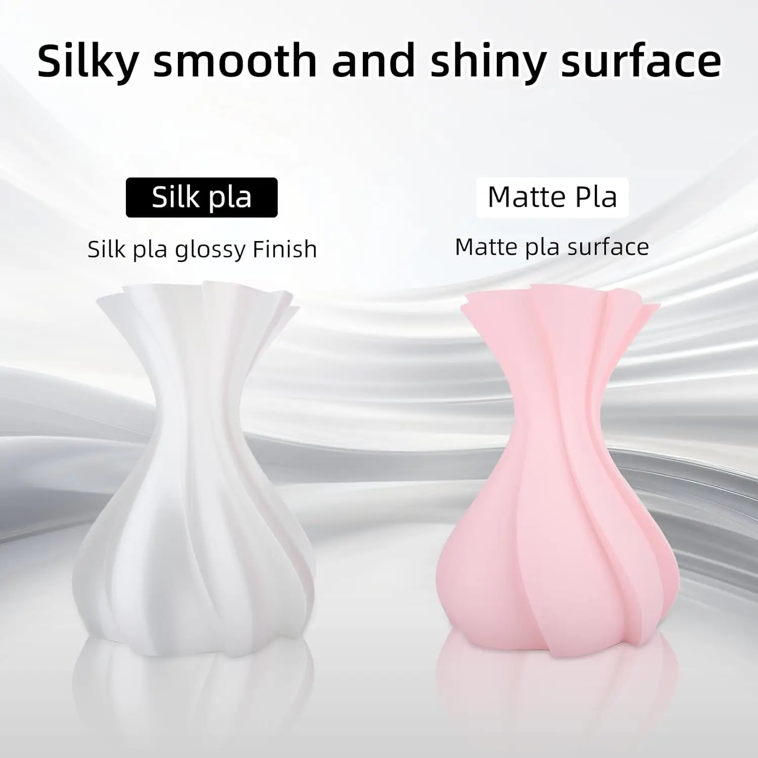 1.75mm 실크 PLA, 핑크/화이트/블루/퍼플, 200g/250g/500g/1kg, 대부분의 FDM 3D 프린터용