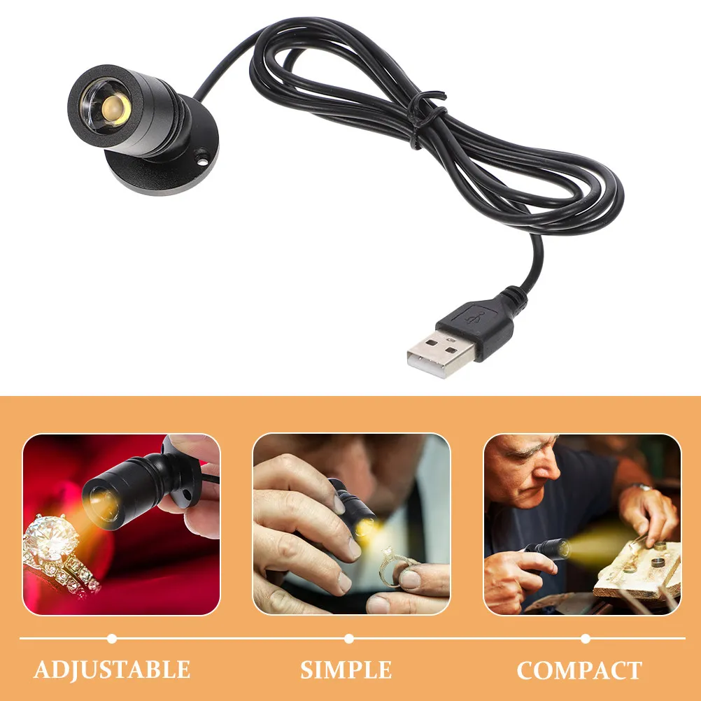 2Pcs 캐비닛 미니 스포트라이트 USB LED 쥬얼리 디스플레이 라이트 조정 가능한 각도 쇼케이스용 소형 실내 스포트라이트