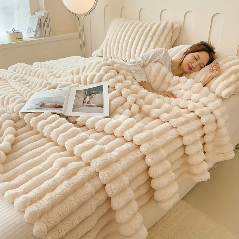 faux rabbit fur throw blanket