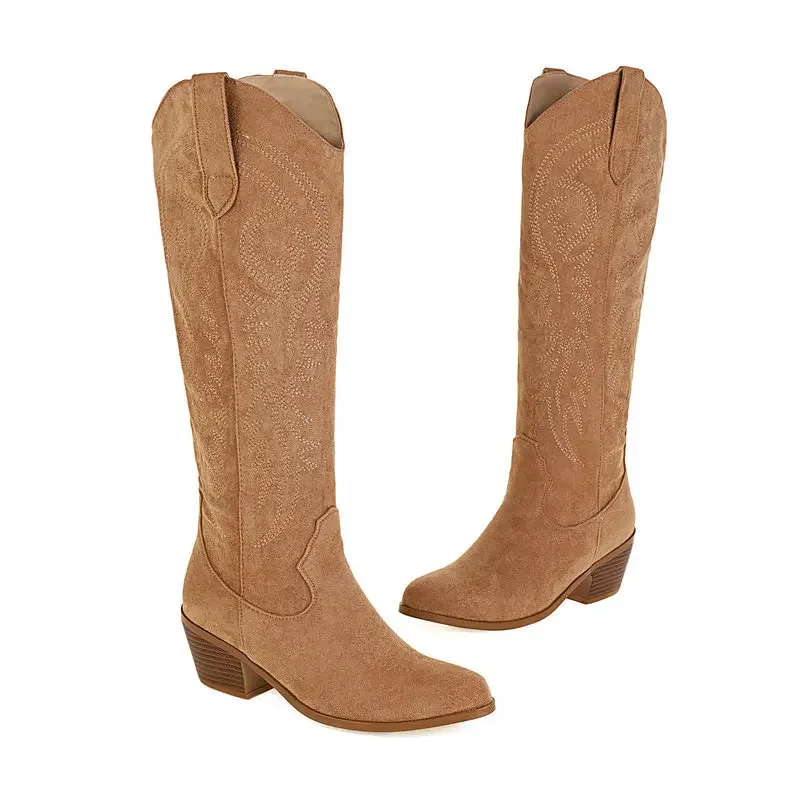 

Western Best Cowgirl Wome Boot Winter Embroidery Fashion Knee Length Boot Warm Long Knight Boot Elegant Women Shoe