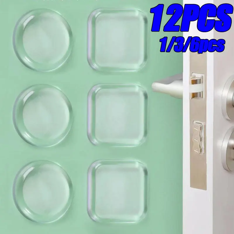 Soft Silicone Non-slip Door Stoppers Round Clear Muffler Wall Protectors Self-adhesive Door Handle Bumper Anti-crash Pad 1/12Pcs