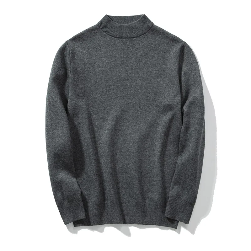 

Sweater Men's turtleneck Solid Color Undershirt Semi-turtleneck Business Casual Cweater plus fleece thickened sweater