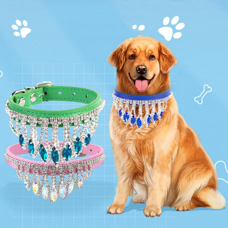 Collana Con Collare Per Cani E Gatti Collari Regolabili In Pelle Pu Con Strass Diamante Per Cani Gatti Gattino Cucciolo Coniglio Accessori Per Animali