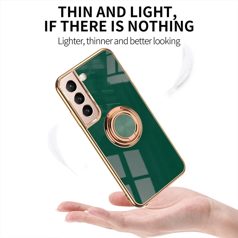 Electroplated Soft Back Phone Case with Ring Holder