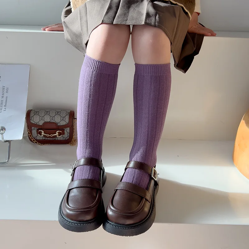 1 Pairs Spring Spainish Kids Socks Boys Girls Baby Knee High Long Socks Soft Cotton Warmth Children School Uniform Socks 1-9Year 6