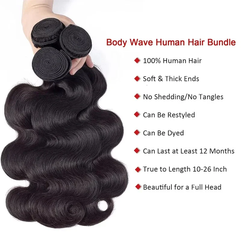 250% Body Wave Human Hair Bundles 30 Inch 100% Human Hair Unprocessed Brazilian Virgin 3 4 Pcs Raw Hair Bundles Weave Extensions