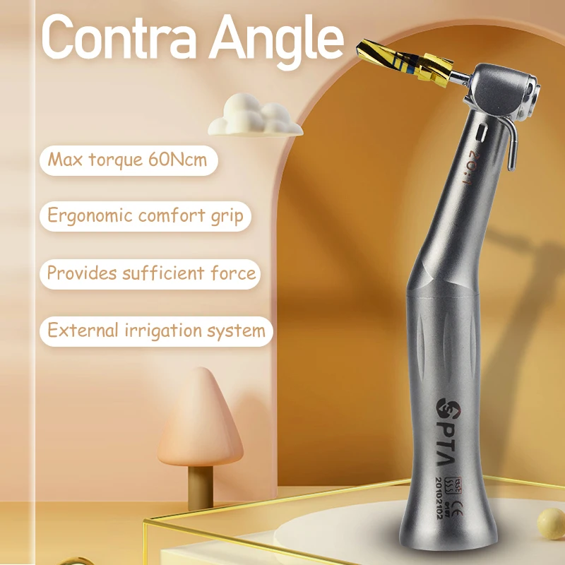 

Dental Contra Angle 20:1 Implant Surgical Low Speed Handpiece Reduced Without Light Medical Dentist Tools Stainless Steel Body