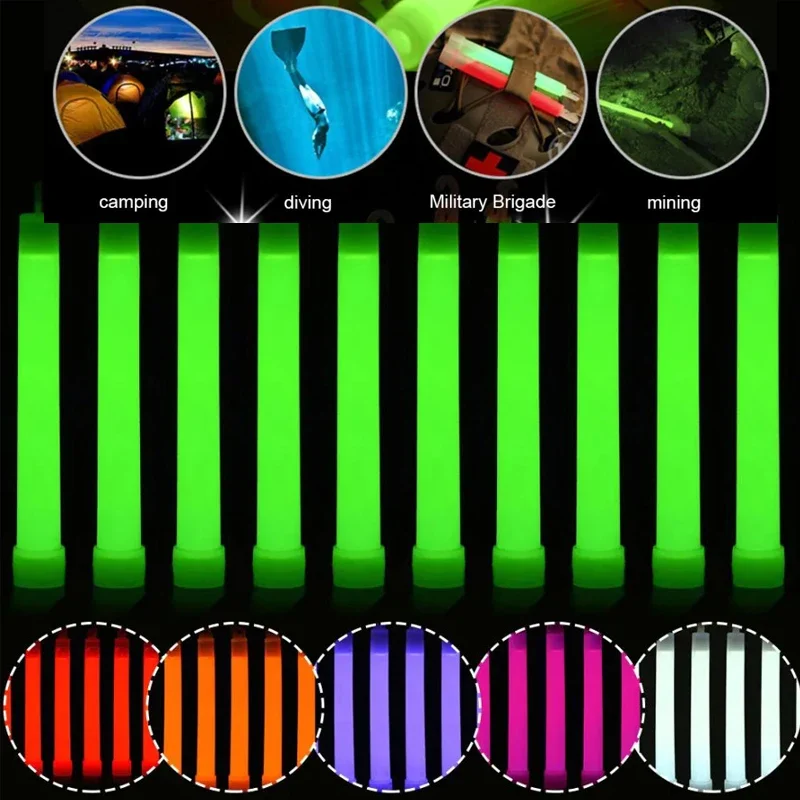 10/5pcs Fluorescence Light Glow Sticks with Hook for Hiking Camping Outdoor Emergency Lighting Party