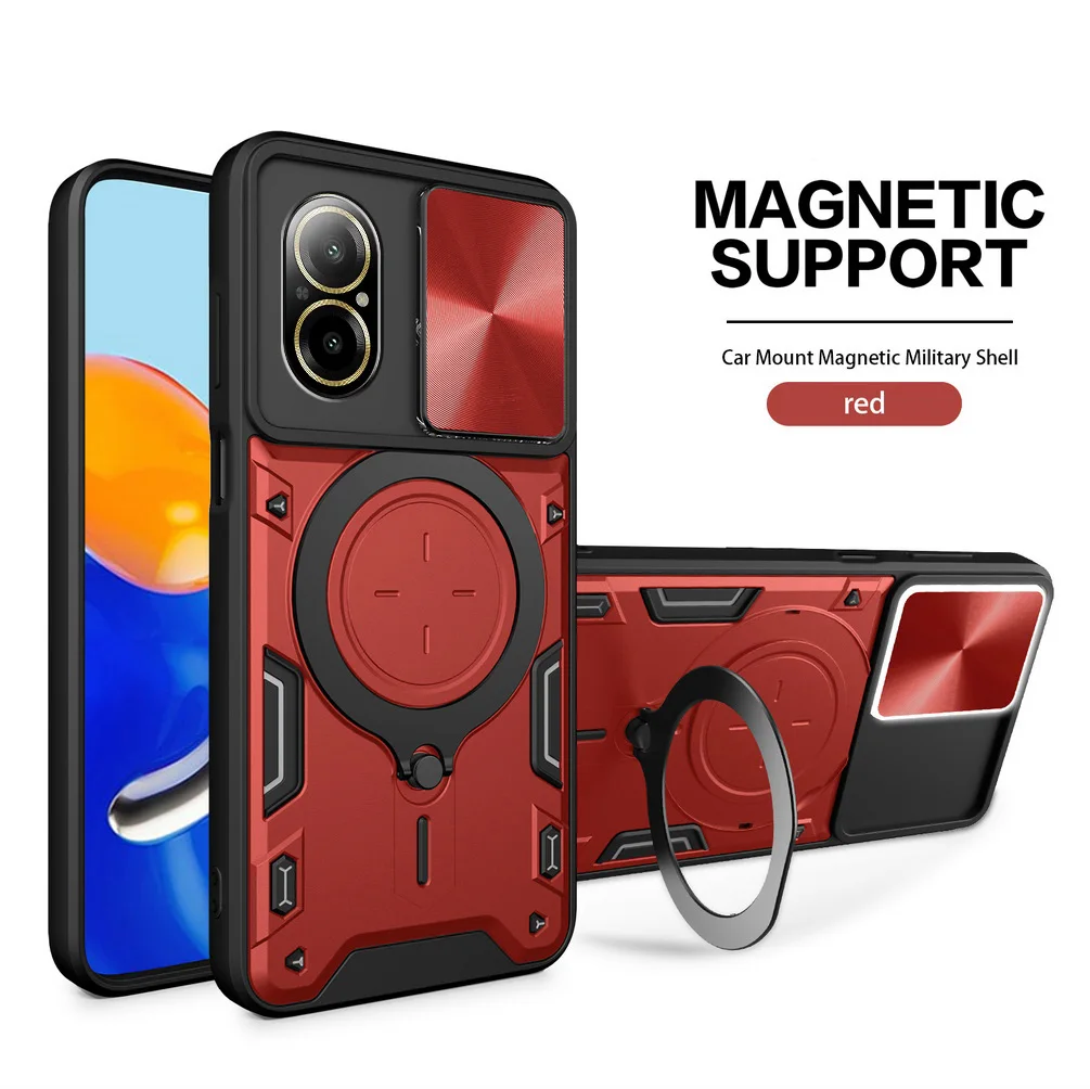 Sleek Metal Ring Camera Protect Case with Rotating Holder Cover