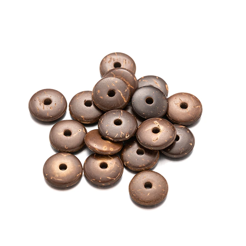 50-100pcs 6/8/10mm natürliche Kokosnuss schale flache runde Abstand halter Perlen für DIY Armband Schmuck Herstellung liefert Zubehör Großhandel – Detail 2