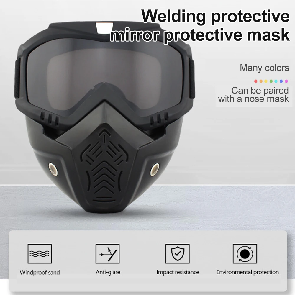 Safety Welding Mask Goggles Breathable Full Face Protective Flame Resistant Cutting Grinding Protective Goggles Protective Eye Mask