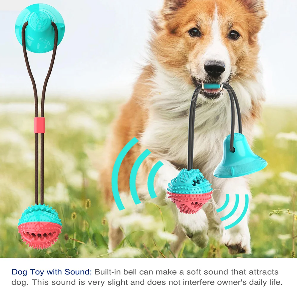 Pet Dog Chew Toy for Large Small Dogs Suction Cup Rubber Ball Rope Interactive Vocal Toys Indestructible Tooth Clean Slow Feeder 2