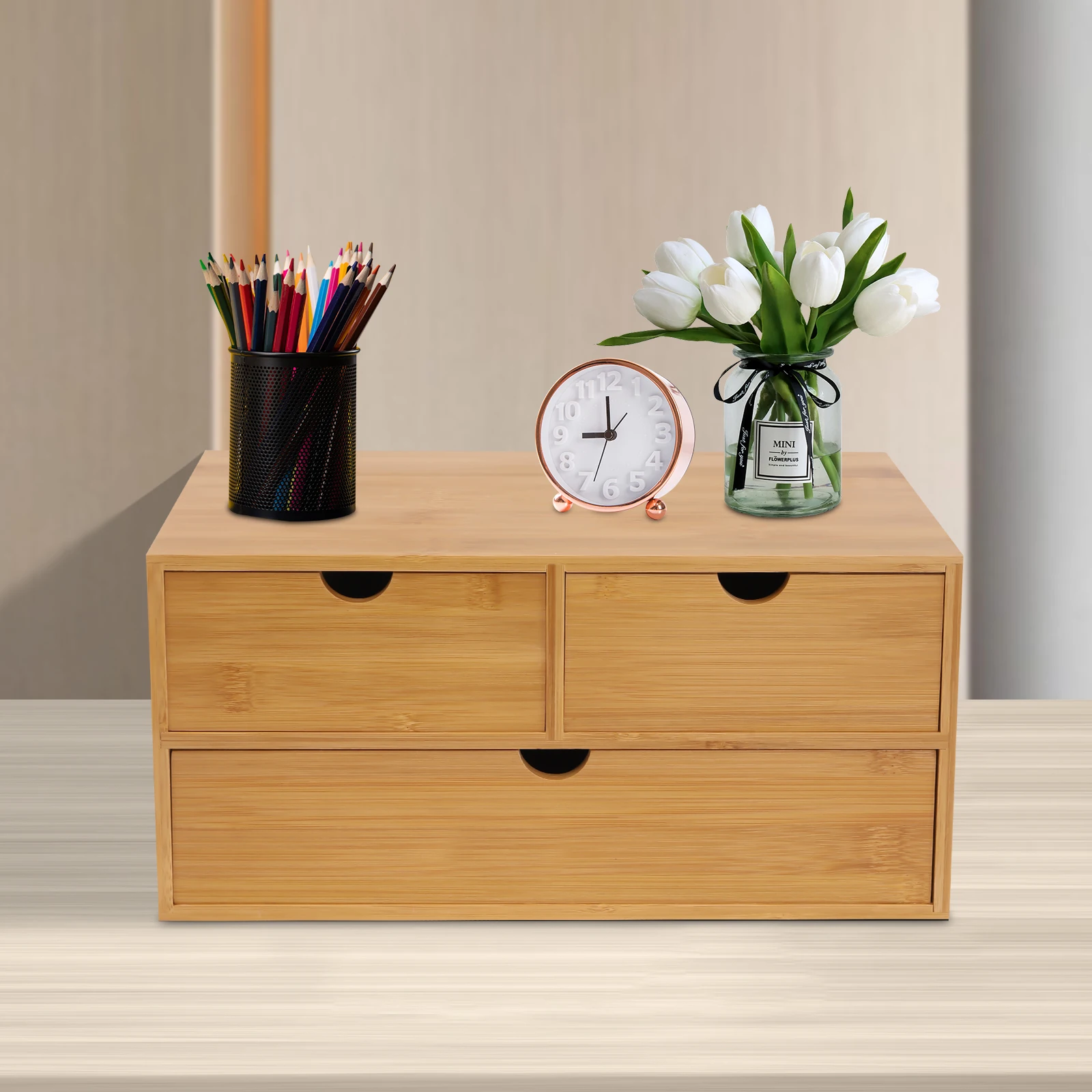 Organisateur de bureau en bambou, mini tiroir de bureau en bambou, boîte de rangement pour bureau et maison, aucun assemblage requis S8772da39fc264750b3d6ae862b7a1b39V